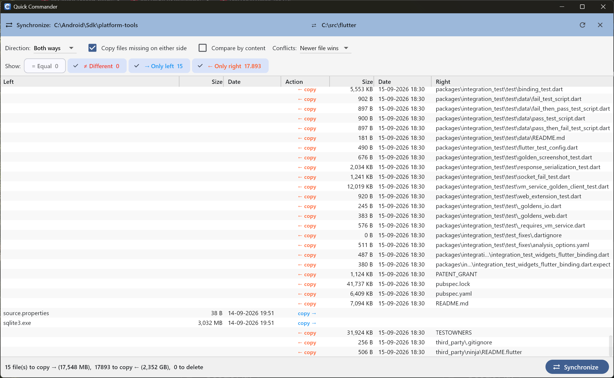 Folder synchronisation