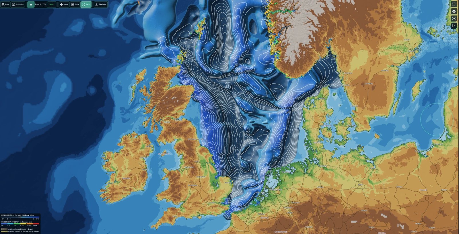 A tsunami crossing the North Sea